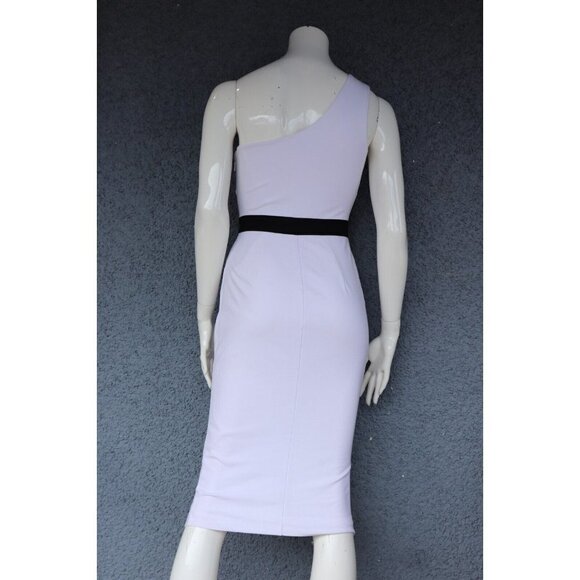 Bebe Women's Size Small White Dress Asymmetrical Strap Pleated Midi Nordstrom - Picture 12 of 13